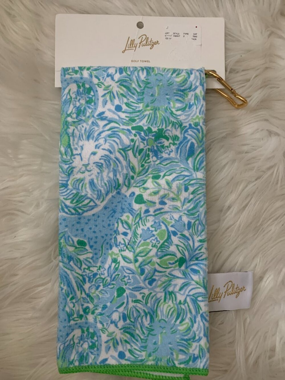 LILLY PULITZER Dandy Lions Microfiber Golf Towel in Blue/Green